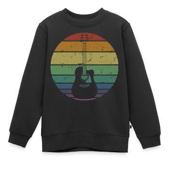 Retro Akustikgitarre Gitarrist Gitarrist Gitarrist Geschenk - Kinder Premium Organic Sweatshirt - Schwarz - Vorne - AI Model Kid Female (0cm)