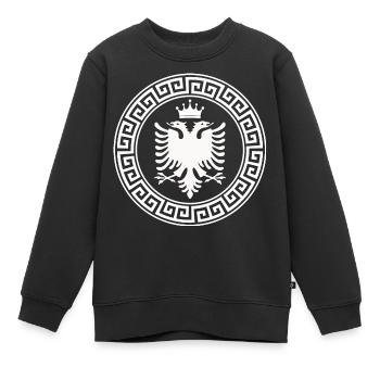 Double Aigle albanais pour Patriot National par - Sweat Premium enfant bio - noir - Devant - AI Model Kid Female (0cm)