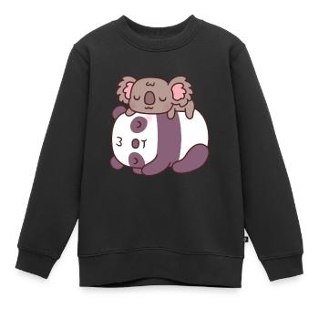 Mignon panda endormi et ours koala - Sweat Premium enfant bio - noir - Devant - AI Model Kid Female (0cm)