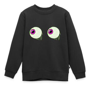 augen augäpfel verrückt gruselig lustig komisch - Kinder Premium Organic Sweatshirt - Schwarz - Vorne - AI Model Kid Female (0cm)