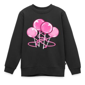 sucettes rose sucré sucré - Sweat Premium enfant bio - noir - Devant - AI Model Kid Female (0cm)