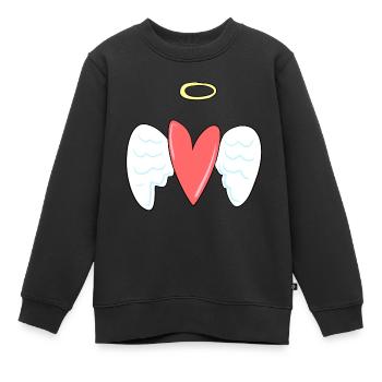 ange cœur rouge protéger l’amour anges gardiens anges - Sweat Premium enfant bio - noir - Devant - AI Model Kid Female (0cm)