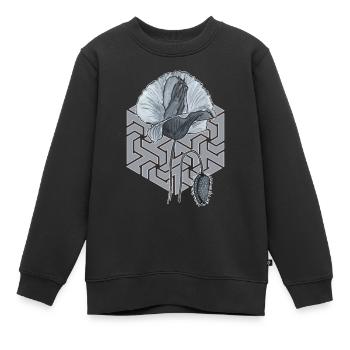coquelicot noir et blanc avec hexagone en arrière-plan - Sweat Premium enfant bio - noir - Devant - AI Model Kid Female (0cm)