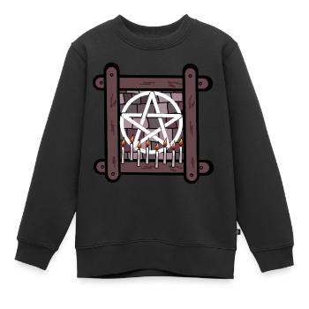Occult Spiritual Satan Ritual Devil Pentagram - Kids Premium Organic Sweatshirt - black - Front - AI Model Kid Female (0cm)