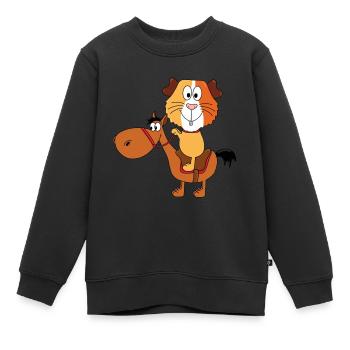 MEERSCHWEINCHEN - PFERD - REITEN - REITSPORT - Kinder Premium Organic Sweatshirt - Schwarz - Vorne - AI Model Kid Female (0cm)