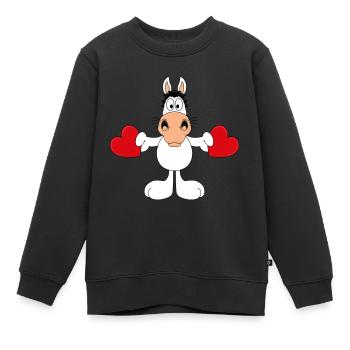PFERD - SCHIMMEL - LIEBE - LOVE - TIER - PONY - Kinder Premium Organic Sweatshirt - Schwarz - Vorne - AI Model Kid Female (0cm)