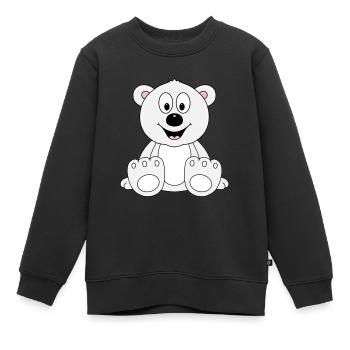 EISBÄR - BÄR - TEDDY - KIND - BABY - TIERISCH - Kinder Premium Organic Sweatshirt - Schwarz - Vorne - AI Model Kid Female (0cm)