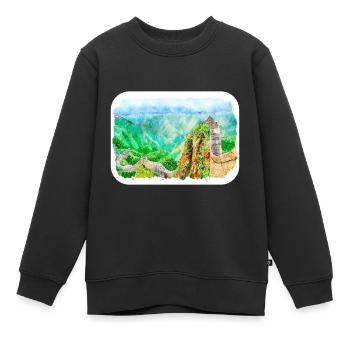 Peking China Aquarell Skizze gezeichnete Zeichnung - Kinder Premium Organic Sweatshirt - Schwarz - Vorne - AI Model Kid Female (0cm)