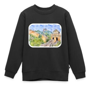 Peking China Aquarellskizze gezeichnete Zeichnung - Kinder Premium Organic Sweatshirt - Schwarz - Vorne - AI Model Kid Female (0cm)