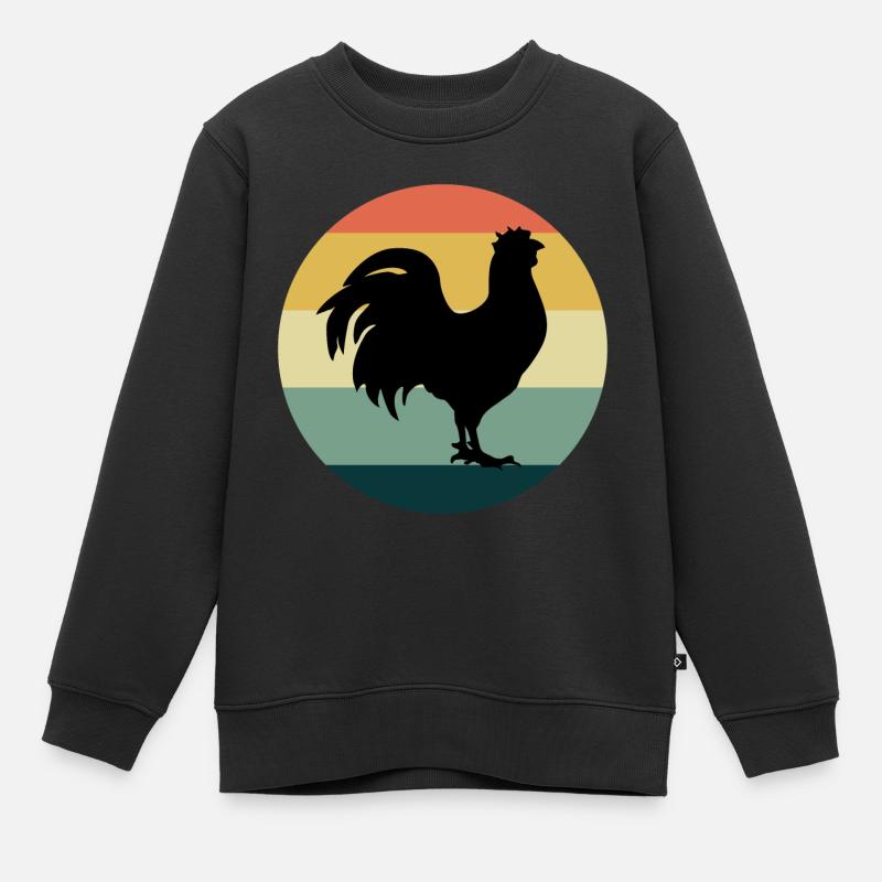 Amateur de poulet Aviateur Élevage Vintage Rétro - Sweat Premium enfant bio - noir