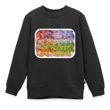 Krakau Polen Aquarellskizze Gezeichnete Illustration - Kinder Premium Organic Sweatshirt - Schwarz - Vorne - AI Model Kid Female (0cm)