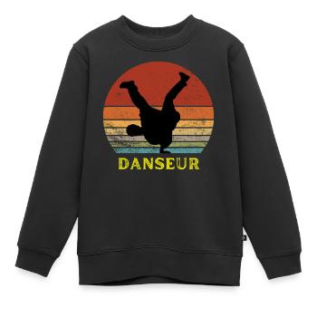 DANSEUR HOMME SUNSET ROUGE ET JAUNE HIP HOP STREET - Sweat Premium enfant bio - noir - Devant - AI Model Kid Female (0cm)