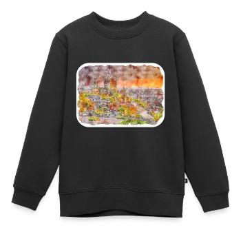 Québec Canada Aquarelle Dessin Dessin Illustration - Sweat Premium enfant bio - noir - Devant - AI Model Kid Female (0cm)