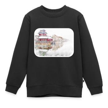 Peking Wahrzeichen Aquarell Skizze Farbe Zeichnung - Kinder Premium Organic Sweatshirt - Schwarz - Vorne - AI Model Kid Female (0cm)