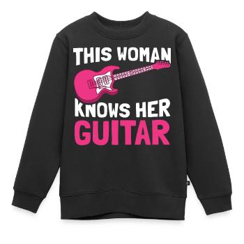 Guitare électrique Guitare électrique Guitariste Guitare - Sweat Premium enfant bio - noir - Devant - AI Model Kid Female (0cm)