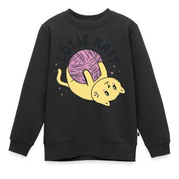 Lütje Katt Petit chat bas-allemand - Sweat Premium enfant bio - noir - Devant - AI Model Kid Female (0cm)