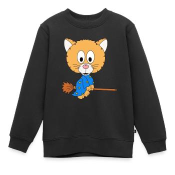 HEXE - HEXENBESEN - KATZE - TIER - KIND - BABY - Kinder Premium Organic Sweatshirt - Schwarz - Vorne - AI Model Kid Female (0cm)