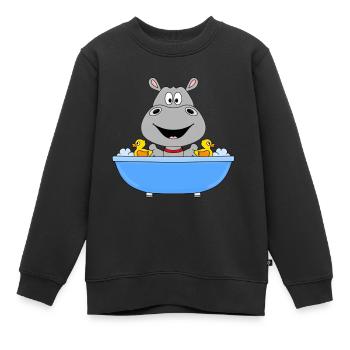 NILPFERD - FLUSSPFERD - BADEWANNE - KIND - BABY - Kinder Premium Organic Sweatshirt - Schwarz - Vorne - AI Model Kid Female (0cm)