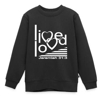 Christliches Design Live Loved - Kinder Premium Organic Sweatshirt - Schwarz - Vorne - AI Model Kid Female (0cm)