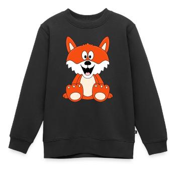 FUCHS - TIER - KINDER - BABY - Kinder Premium Organic Sweatshirt - Schwarz - Vorne - AI Model Kid Female (0cm)