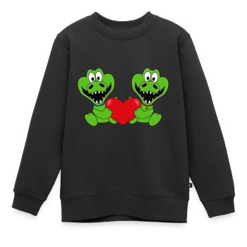 KROKODILE - TIERE - KIND - BABY - LIEBE - Kinder Premium Organic Sweatshirt - Schwarz - Vorne - AI Model Kid Female (0cm)