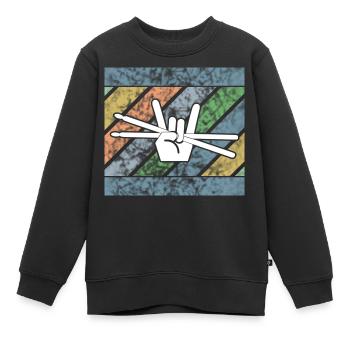 Drummer Drumsticks Schlagzeug Design - Kinder Premium Organic Sweatshirt - Schwarz - Vorne - AI Model Kid Female (0cm)