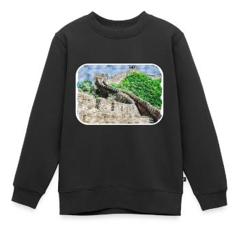 Peking China Aquarell Skizze Illustration - Kinder Premium Organic Sweatshirt - Schwarz - Vorne - AI Model Kid Female (0cm)