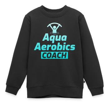 AquaGym Coach Fitness Aquatique Entraîneur - Sweat Premium enfant bio - noir - Devant - AI Model Kid Female (0cm)