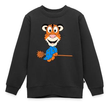 TIGER - HEXE - HEXENBESEN - TIER - KIND - BABY - Kinder Premium Organic Sweatshirt - Schwarz - Vorne - AI Model Kid Female (0cm)