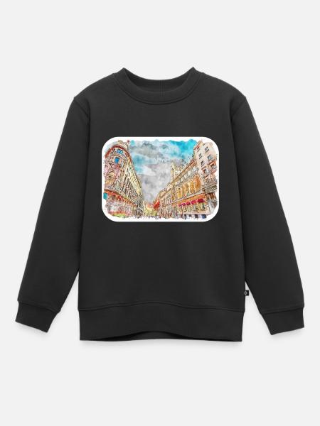Spanien Aquarellskizze Handgezeichnete Illustration - Kinder Premium Organic Sweatshirt - Schwarz