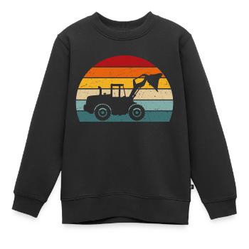 Chargeuse sur pneus rétro chargeuse sur pneus driver - Sweat Premium enfant bio - noir - Devant - AI Model Kid Female (0cm)