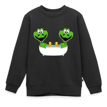 KROKODILE - BADEWANNE - BADEN - TIERE - KINDER - Kinder Premium Organic Sweatshirt - Schwarz - Vorne - AI Model Kid Female (0cm)