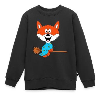 FUCHS - HEXENBESEN - HEXE - TIER - KIND - BABY - Kinder Premium Organic Sweatshirt - Schwarz - Vorne - AI Model Kid Female (0cm)