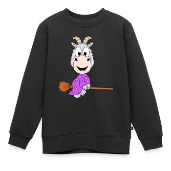 ZIEGE - HEXE - HEXENBESEN - TIER - KIND - BABY - Kinder Premium Organic Sweatshirt - Schwarz - Vorne - AI Model Kid Female (0cm)