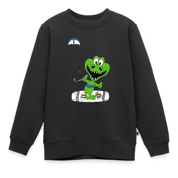 KROKODIL - KITESURFER - KITE - KITEN - KITER - Kinder Premium Organic Sweatshirt - Schwarz - Vorne - AI Model Kid Female (0cm)