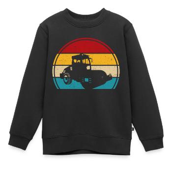 Walze retro t-shirt Straßenwalze - Kinder Premium Organic Sweatshirt - Schwarz - Vorne - AI Model Kid Female (0cm)