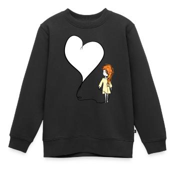 herz liebe mädchen symbol faden - Kinder Premium Organic Sweatshirt - Schwarz - Vorne - AI Model Kid Female (0cm)