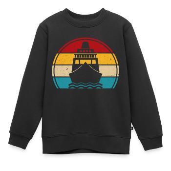 Croisière rétro bateau guide cruiser - Sweat Premium enfant bio - noir - Devant - AI Model Kid Female (0cm)