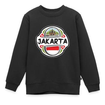 Jakarta Indonesien Flagge Abzeichen Reise Souvenir Briefmarke - Kinder Premium Organic Sweatshirt - Schwarz - Vorne - AI Model Kid Female (0cm)