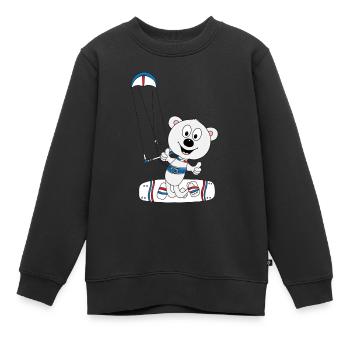 EISBÄR - KITER - KITESURFER - KITE - WASSERSPORT - Kinder Premium Organic Sweatshirt - Schwarz - Vorne - AI Model Kid Female (0cm)