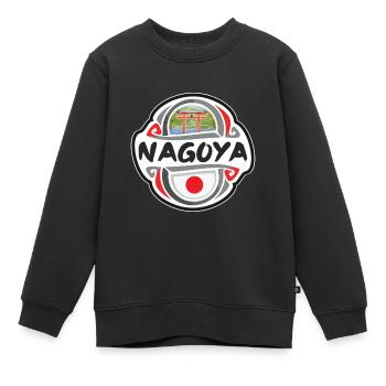 Nagoya Japan Flagge Abzeichen Reise Souvenir Briefmarke - Kinder Premium Organic Sweatshirt - Schwarz - Vorne - AI Model Kid Female (0cm)