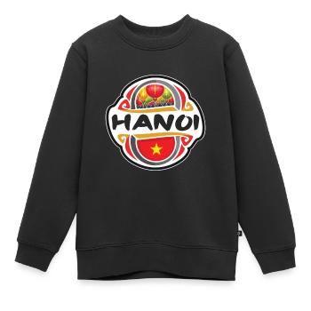Hanoi Vietnam Flagge Abzeichen Reise Souvenir Stempel - Kinder Premium Organic Sweatshirt - Schwarz - Vorne - AI Model Kid Female (0cm)