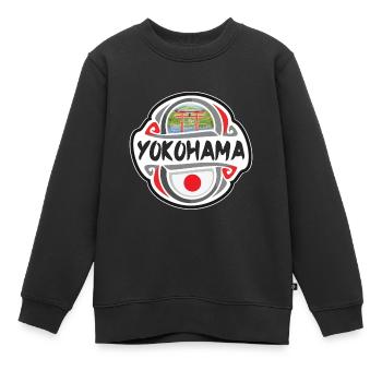 Yokohama Japon Drapeau Badge Souvenir de Voyage Timbre - Sweat Premium enfant bio - noir - Devant - AI Model Kid Female (0cm)