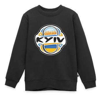 Kiew Ukraine Flagge Abzeichen Reise Souvenir Stempel - Kinder Premium Organic Sweatshirt - Schwarz - Vorne - AI Model Kid Female (0cm)