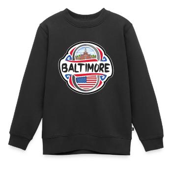 Baltimore Vereinigte Staaten Vereinigte Staaten Flagge Reisesouvenir B - Kinder Premium Organic Sweatshirt - Schwarz - Vorne - AI Model Kid Female (0cm)