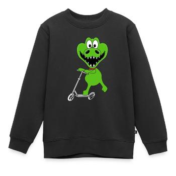 KROKODIL - ROLLER - TIER - TIERISCH - Kinder Premium Organic Sweatshirt - Schwarz - Vorne - AI Model Kid Female (0cm)