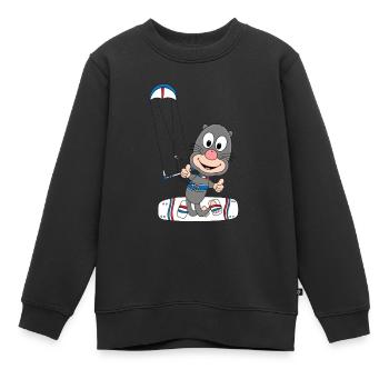 MAULWURF - KITE - KITER - KITEN - KITESURFER - Kinder Premium Organic Sweatshirt - Schwarz - Vorne - AI Model Kid Female (0cm)