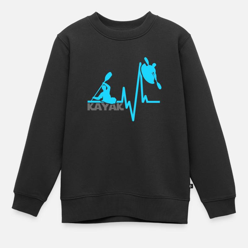 Kayak heartbeat - Sweat Premium enfant bio - noir