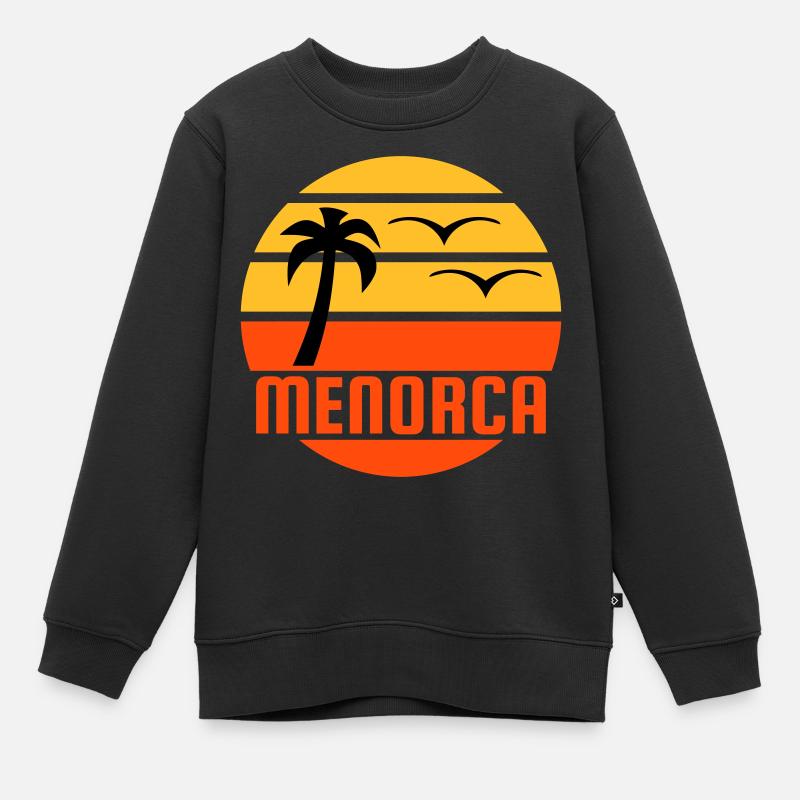 Minorque (soleil, palmier, oiseaux) - Sweat Premium enfant bio - noir