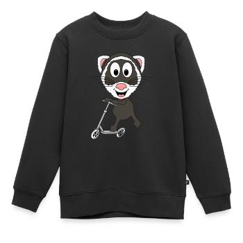 ROLLER - FRETTCHEN - TIER - TIERISCH - FUNSPORT - Kinder Premium Organic Sweatshirt - Schwarz - Vorne - AI Model Kid Female (0cm)